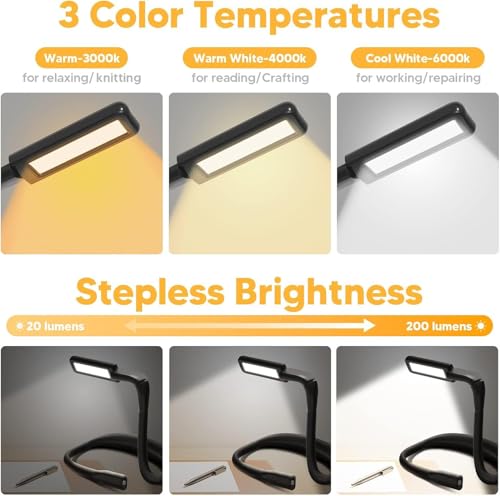 Image of Neck Reading Light Book Lovers Gifts,Rechargeable Book Light for Reading at Night in Bed Reading Accessories, Crochet Accessories Knitting Gifts for Mom Christmas Stocking Stuffers for Men Women
