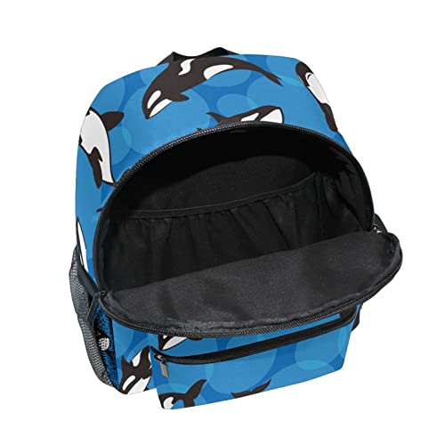 Kids Backpack for Boys Orca Killer Whale Blue Toddler Bags Children Preschool Kindergarten Small Chest Strap3