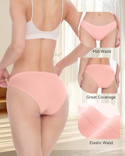 Image of BAMBOO COOL Womens Underwear Bikini Underpants Hipster Ladies Panties Soft Stretch Breathable Panties for Women, 5-Pack