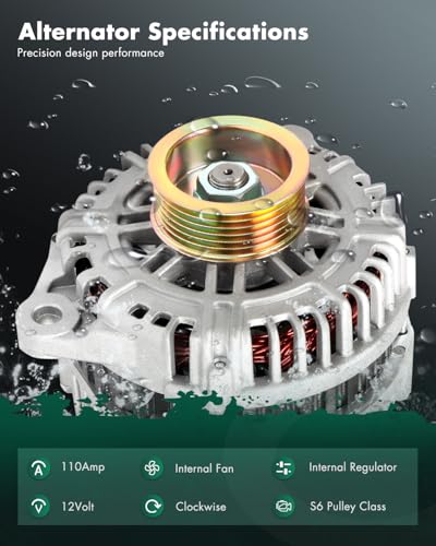 Image of SCITOO Alternator 13940 fit for Nissan for Altima 2002-2006 for Nissan Maxima Murano 1995-2003 For Murano 2003-2007 AHI0104 IR /IF 110A 12V 110Amp CW S6 Pulley Class 231008J100 AHI0091 400-44039