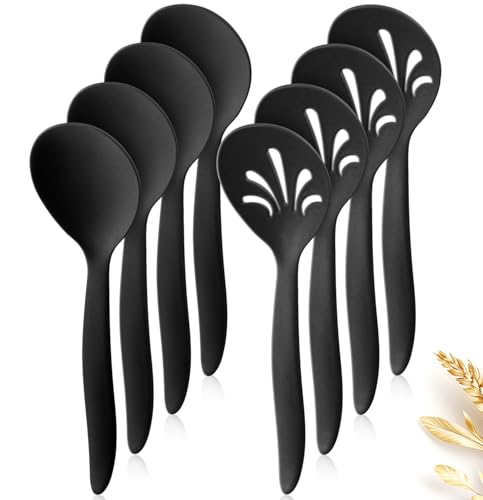 Raypard 8 Pack 10 Inch Large Reusable Plastic Wheat Straw Serving Spoon Set cover