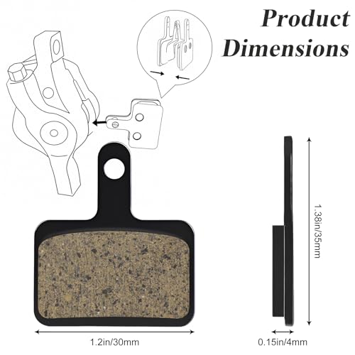 4 Pairs Bike Brake Pads, Resin Semi-Metallic MTB Disc Brake Pads, with Installation Tools, Suitable for E-Bike, Fit for Tektro Shimano TRP M520 M510 MT200 Deore Br-M575 T615 T675