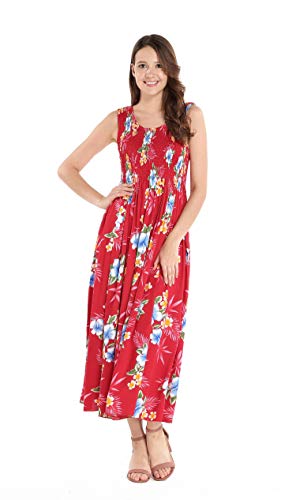 Image of Matchable Family Hawaiian Luau Men Women Girl Boy Clothes in Hibiscus Red