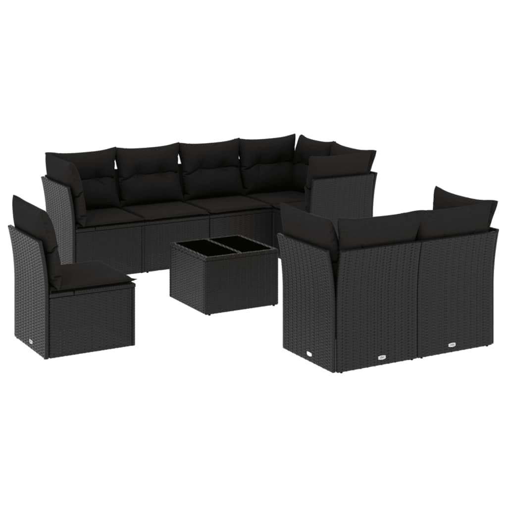 Set De Sofas Jardin 8 Piezas Cojines Ratan Sintetico Negro