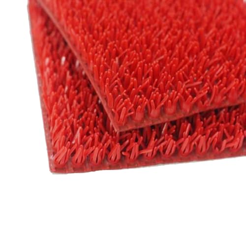 Image of YALISH Polyvinyl PVC Spike Entrance Door Mats for Home, Offices, Hotel Rooms Artificial Grass Turf Mat, Multiple, Textured Surface, Indoor Outdoor Use (RED - 2 X 2 FT / 60 X 60 CM)