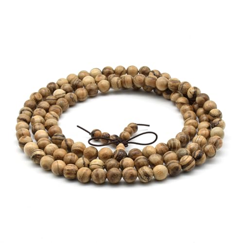 Image of Zen Dear Unisex Natural Vietnam Agarwood Bead Buddhist Prayer Beads Japa Mala Necklace Bracelet Bead (8mm 108 Beads)