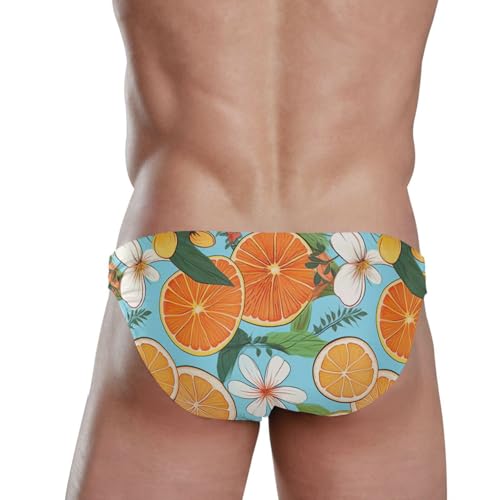 Men's Briefs Sexy Orange Flowers Bikini Siwmming Swimwear 208573523