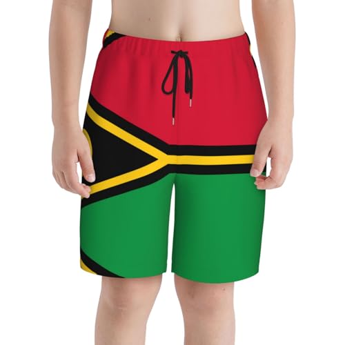 Flag of Vanuatu Youth Beach Pants, Soft and Breathable, with Drawstring Waist, Suitable for Sports and Leisure.3