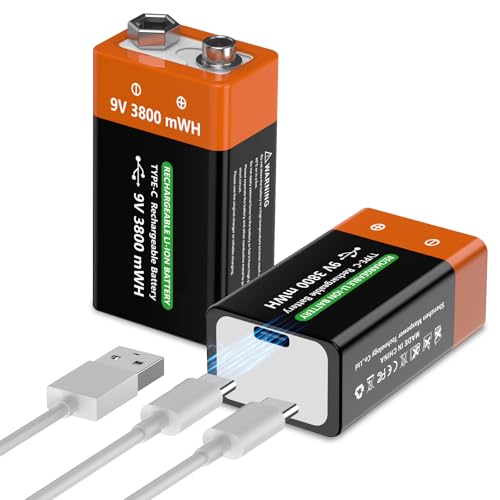 9V blockbatterie Akku, 2025 Neu Aufgerüstet 3800mWh Ultra-Hohe Kapazität Hohe Leistung wiederaufladbare Li-Ionen Akku mit 2 in 1 Typ-c-Ladekabel für Rauchmelder, Mikrofone, und mehr (4, 9V,3800mWh) 9V blockbatterie Akku, 2025 Neu Aufgerüstet 3800mWh Ultra-Hohe Kapazität Hohe Leistung wiederaufladbare Li-Ionen Akku mit 2 in 1 Typ-c-Ladekabel für Rauchmelder, Mikrofone, und mehr (4, 9V,3800mWh)