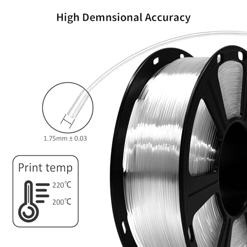 Image of Geeetech Clear PLA Filament 1.75mm, Excellent Transparency, Neatly Wound 3D Printer Filament 1kg(2.2lbs), Transparent PLA Fit Most FDM 3D Printers