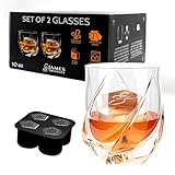 James Bentley VRIDE Scotch Glasses,Diamond Whiskey Glass,Bourbon Glasses Set+FREE Ice Cube Trays Silicone Heavy Unique Rocks Glass Luxury Hand Made bar glasses Perfect cocktail glasses for men gifts