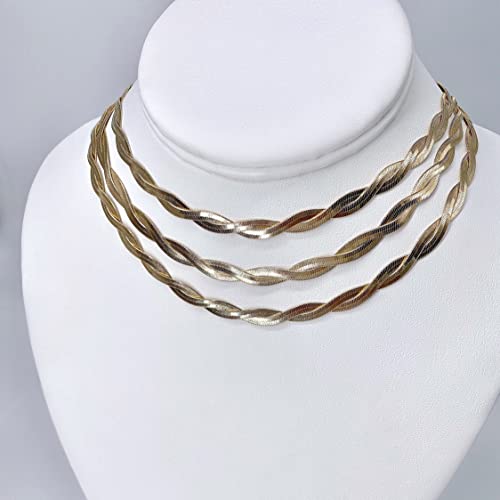Image of Tewiky Layered Necklaces for Women 14k Gold Plated Chain Necklace Set