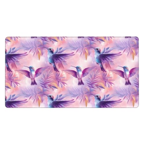 Grand tapis de souris de jeu en caoutchouc imprimé colibri violet élégant