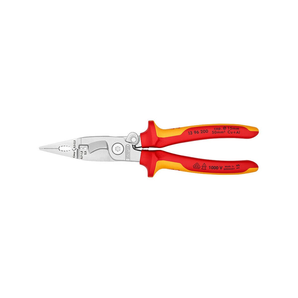 KNIPEX Pliers for Electrical Installation (200 mm) 13 96 200 T BK (Product on self-service card/in a blister)