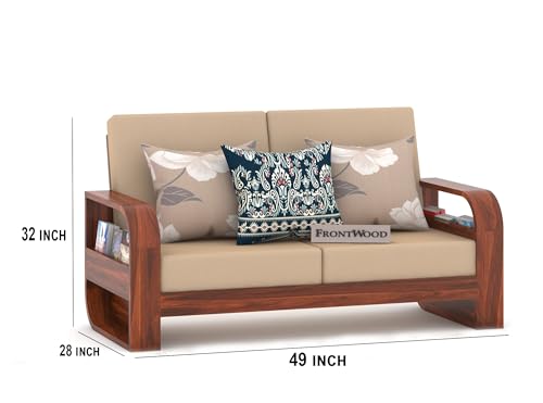 Image of Sheesham Wood 7 Seater Sofa Set with 40 Density Cushion for Living Room Home Office Solid Wood Sofa Set Furniture Wooden Seven Seater Sofa Set (Natural,Cream)