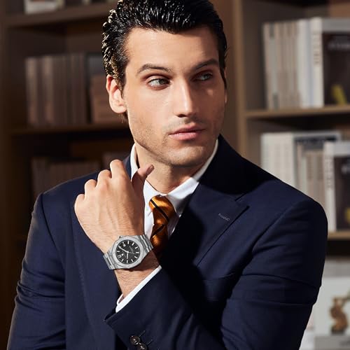 Image of BY BENYAR SAPPHERO Watches for Men 100M Waterproof Chronograph Mens Watch Analog Quartz Movement Wrist Watch Stainless Steel&Leather Strap