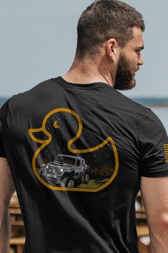 Nine Line Duck, Duck, Off Road Triblend T-Shirt - Unisex Patriotic Shirt - Dropline Logo and American Flag on Sleeve2
