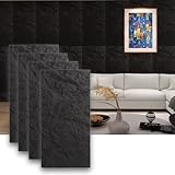 ARTSLAT 4PCS PU Stone Wall Panels|3D Wall Panels|Wall Panels for Interior Wall Decor|Faux Stone Wall Panel for Accent Wall Decor|Sophisticated & Stylish 3D Wall Decor|47.24'*23.62'*1.18' |‎Dark Black