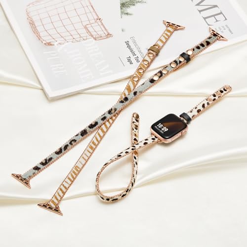 Image of Missair Thin Band Compatible with Apple Watch 38mm 40mm 41mm 42mm 44mm 45mm 46mm 49mm for Women, Slim Bracelet Designer Dressy Stainless Steel Metal Strap for iWatch Series 11 10 9 8 7 6 5 4 SE Ultra