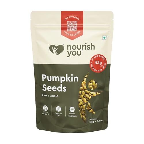 Image of Nourish You Raw Pumpkin Seeds 250 gm - High Protein, Fiber-Rich Superfood Snack | Nutrient-Dense & Crunchy Seeds for Healthy Snacking & Weight Management | Natural