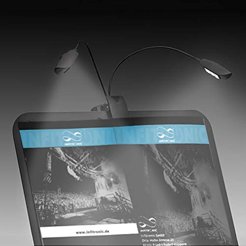 Infitronic IN3LED2NL - 6 LEDs Notenpultleuchte/Leselampe/Notenpultlampe/Klemmleuchte/Notenlampe/Buchlampe Schwarz