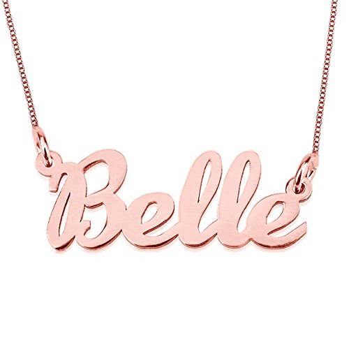 HACOOL Any Personalized Name Necklace 925 Sterling Silver Necklace in 18k Gold Plated Custom Any Name (Rose Gold)