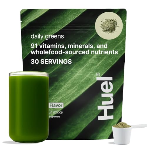 Huel Daily Greens | Superfood Greens Powder | 91 Vitamins, Minerals, and Wholefood-Sourced Ingredients | Adaptogens, Antioxidants, Gut-Friendly Probiotics | 30 Servings