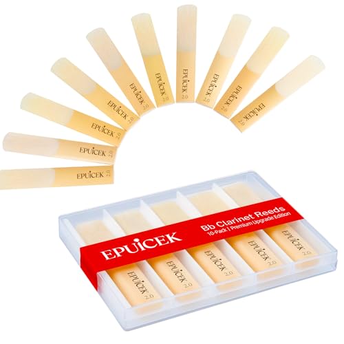 Image of Bb Clarinet Reeds, Strength 2.0 for Beginners, 10 Pack | B Flat Clarinet Reeds, Easy Respons