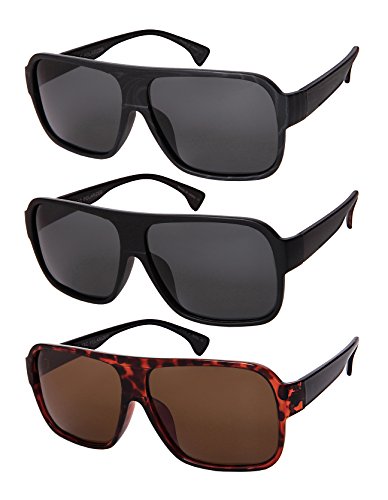 Edge I-Wear Retro Inspired Square Flat Top Polarized Sunglasses 1401WD-P3