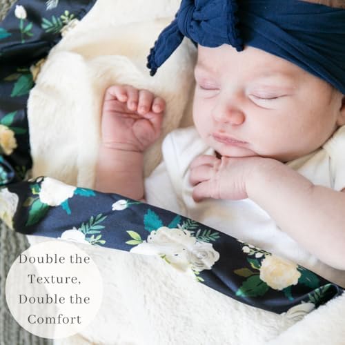 Image of SARANONI Receiving Blankets for Babies | Ultra-Soft Lush and Boutique Quality Baby Blanket | Satin Border Rose Blossom, Mini - 20 inch x 15 inch