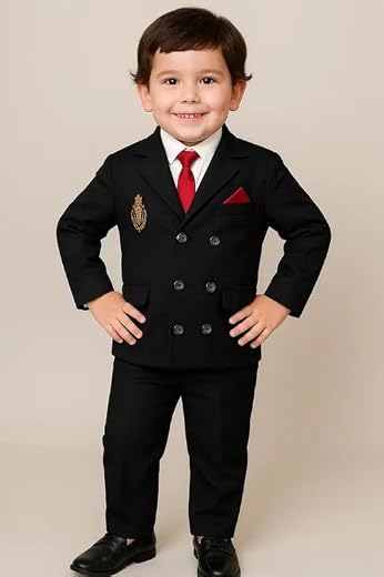 Kids Jacquard Floral Assemetric Traditional Outfit for Boy, Ethnic | Festival | Marriage Dresses for Boys - Regular Fit