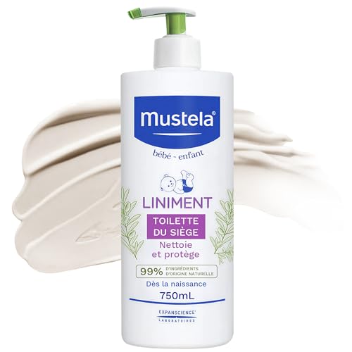 Mustela - Liniment bébé - Nettoyant Doux et Protecteur pour le Siège Après Chaque Change - Huile d'Olive Extra-Vierge - Formulé Sans Parfum - 99% d'Ingrédients d'Origine Naturelle - Produit bébé