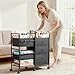2-in-1 Baby Diaper Caddy Organizer and Storage-3 Tier Rolling Baby Cart with Dividers and Drawers, Baby Essentials for Nursery Storage, Mobile Utility Cart with Wheels Large Capacity Easy To Assemble