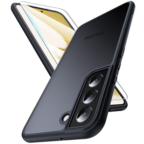 DOSNTO Armor Funda para Samsung Galaxy S22, Protección Total de la cámara, Grado Militar Antigolpes Translúcido Funda for Mujeres Hombre, Frosted Dura Respaldo Soft Edge, Delgada Carcasa