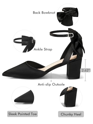 Image of Coutgo Women's Chunky Heels Ankle Strap Pointed Toe Pumps