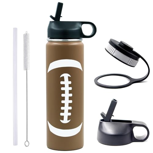 22 oz Football Water Bottle, Sports Flask Metal Travel Tumbler