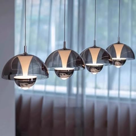 ziidoo Modern Pendant Light - 49.2inch 4Lights Nordic Large Silver Chrome Large Dimmable Bedside Globe Adjustable Hanging Light Fixtures for Kitchen Island, Living Room,Dining Room, Bedroom,Hallway Cover
