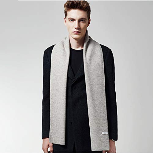 Cold Weather Scarves Scarves Scarf Pure Wool Scarf Male Winter Solid Color Scarf Wild Scarf Fashion High-End Scarf (Color : Gray, Size : 180300.5Cm) #TOP1