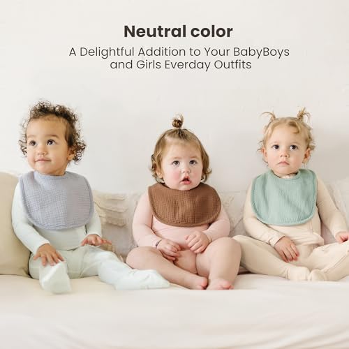 Image of Konssy 10-Pack Muslin Baby Bibs for Drooling and Teething