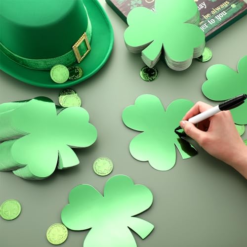 Trèfle de la Saint-Patrick lot de 200 découpes vertes pour fêtes irlandaises - 8