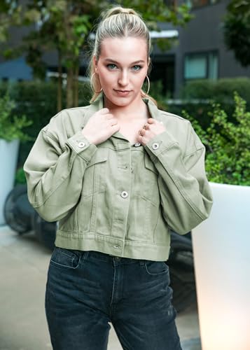 Anna-Kaci Women's Classic Long Sleeve Button Down Crop Denim Jean Jackets with Pockets4