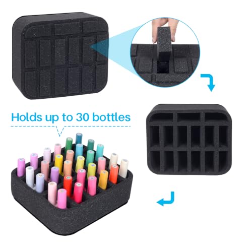 Image of Nail Polish Organizer Holder Foam Pad DIY with 15 Slots(12 Vertically and 3 Horizontally) for Storage Makeup /Nail Polish /Essential Oil Tray for Drawers Black