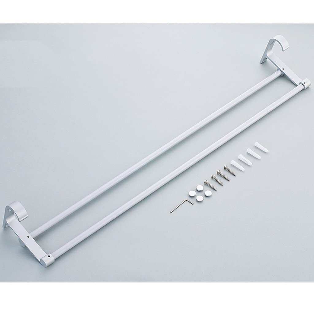 WDX - Wieszak na ręczniki łazienkowe łazienka przestrzeń aluminiowy wieszak na ręczniki podwójny pręt wieszak na ręczniki łazienka wieszak na ręczniki łazienka wieszak duża nośność (rozmiar: 70 cm)
