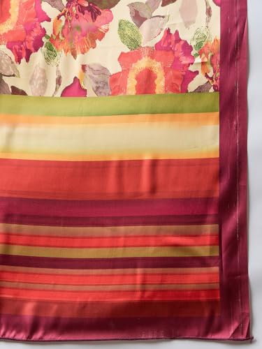 Image of AKHILAM Women's Multicolor Satin Silk Floral Printed Saree With Unstitched Blouse (SATIN1403 RJ11 Parent)