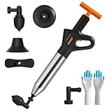 Toilet Plunger with High-Pressure Air Drain Blaster, Power Plunger - Drain Clog Remover for Sink, Shower, Toilet Clogs, Includes Foot Pump, Gloves & Adapter