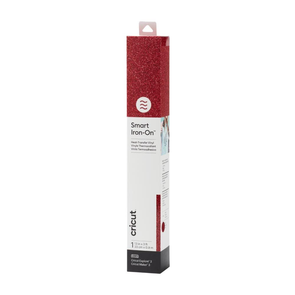 Cricut Red Smart Iron On Glitter - 13In X 3Ft - Heat Transfer Vinyl For Htv Projects - Compatible With Explore 3/Maker 3