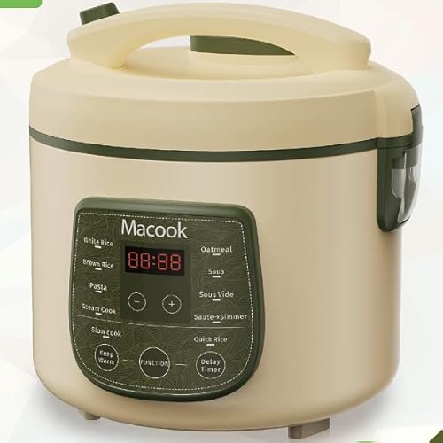 Macook Rice Cooker & Rice Steamer with Keep-Warm Function, (1.8 litres - 10 cups) - For 1-8 People - Quick Preparation Without Burning - Non-Stick Coating incl. Steamer Insert