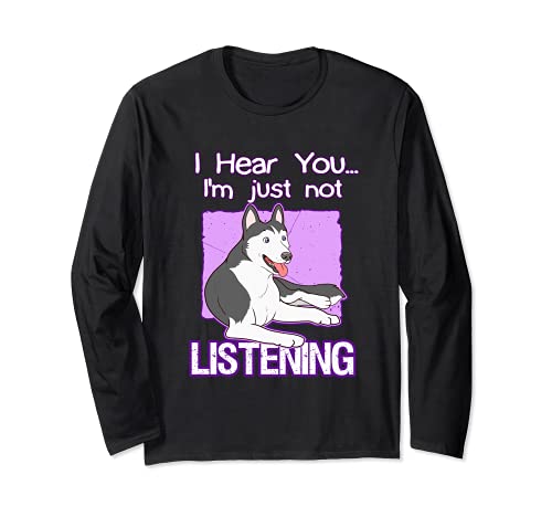 Womens Siberian Husky Dog Not Listing Long Sleeve T-Shirt, Black