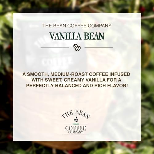 The Bean Organic Coffee Company Vanilla Bean, Medium Roast, Ground Coffee, 16-Ounce Bags (Pack of 2),Café molido tostado organico