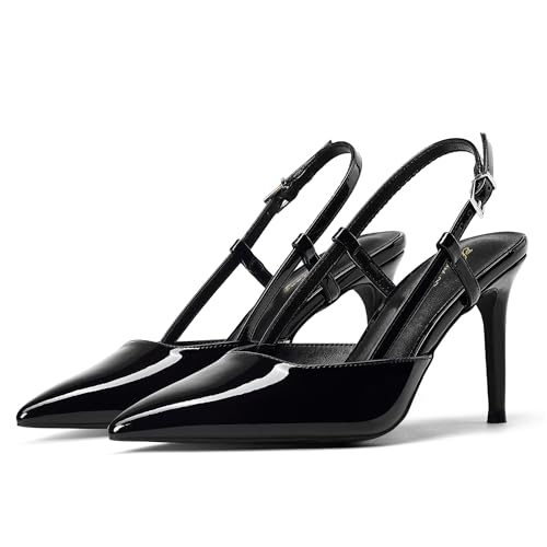 Elisabet Tang Women's Closed Toe Slingback Pointed Toe Stiletto Heel Pump Dress Shoes Buckle Strap Party Pumps Sexy3